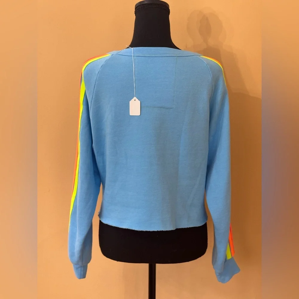 NWT AVIATOR NATION CREWNECK SWEATSHIRT NEON BOLT 5 STRIPES - Picture 6 of 14